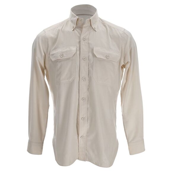 Tom Ford Garment-Dyed Brushed Shirt in White Cotton